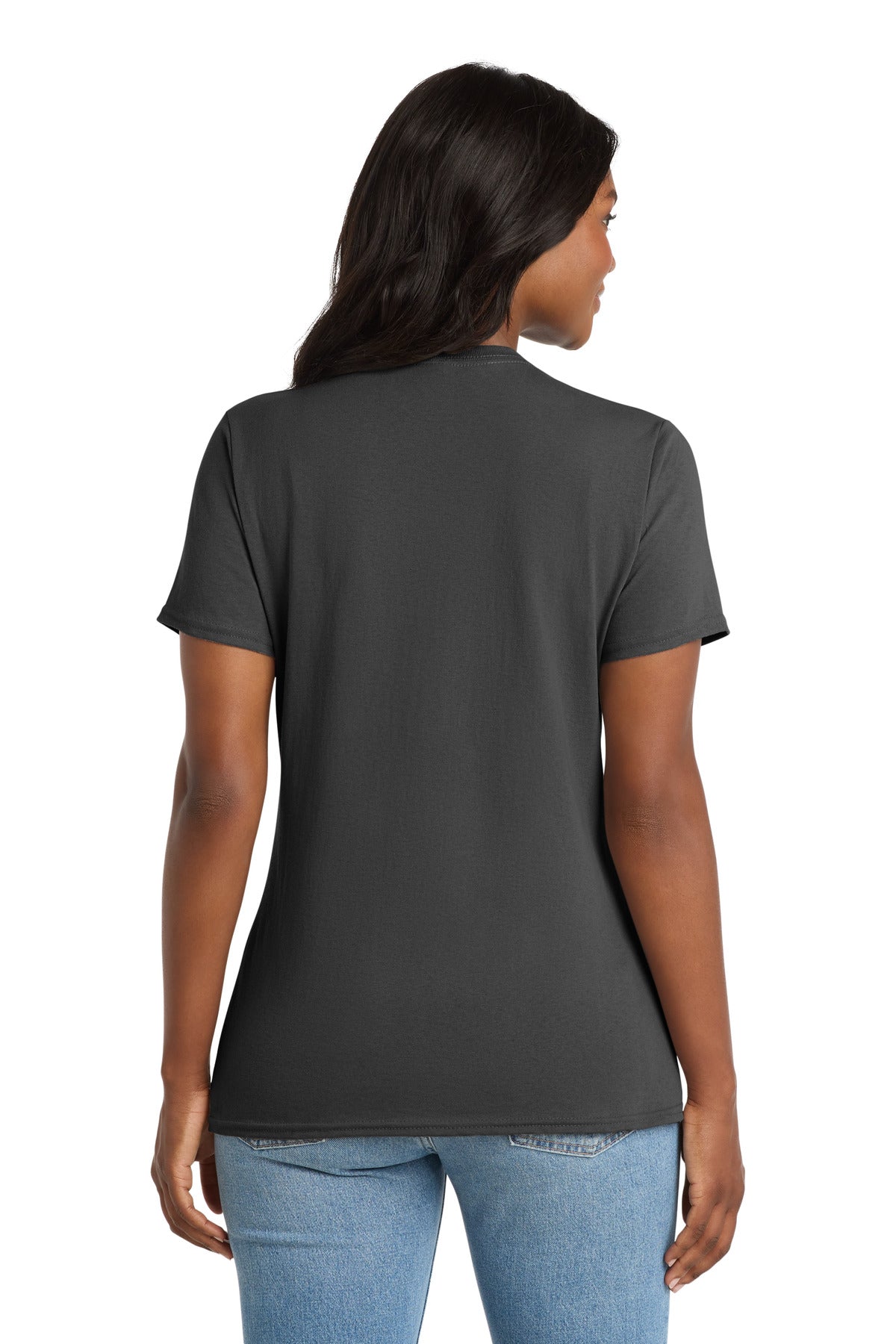 Port & Co Women's Core Cotton V-Neck Tee - Charcoal