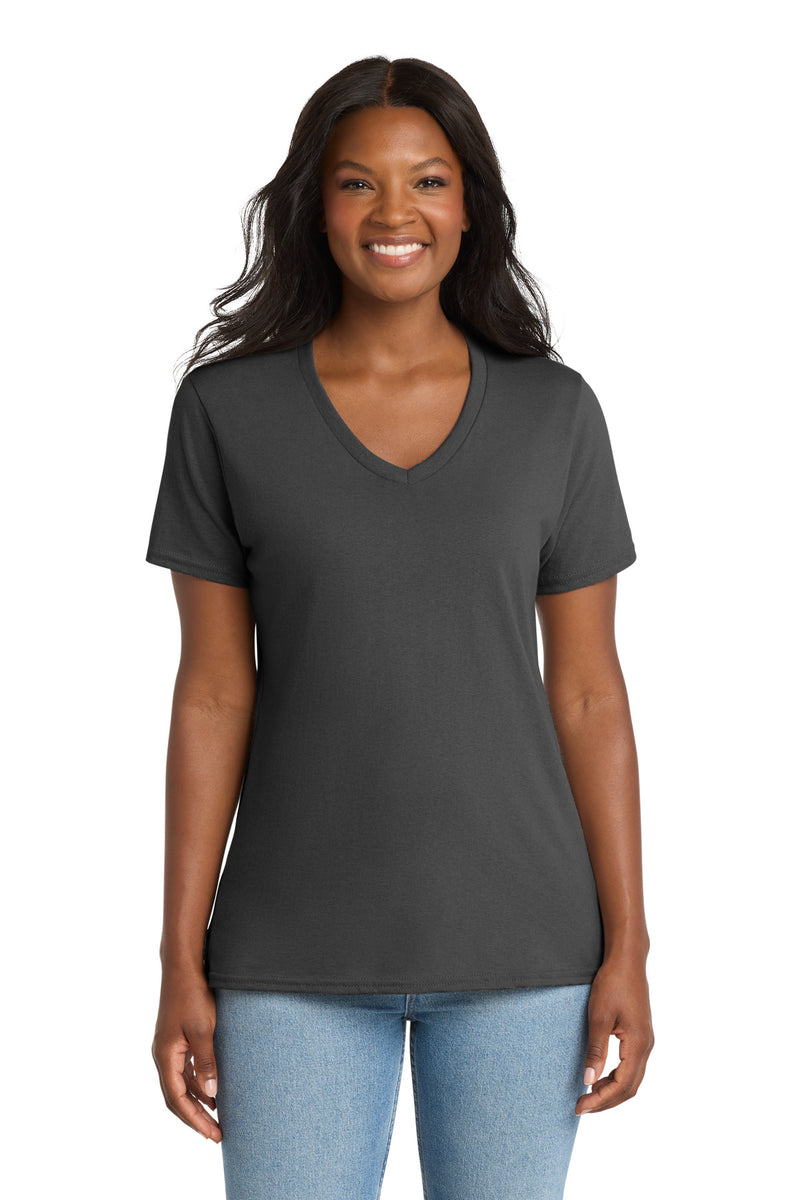 Port & Co Women's Core Cotton V-Neck Tee - Charcoal