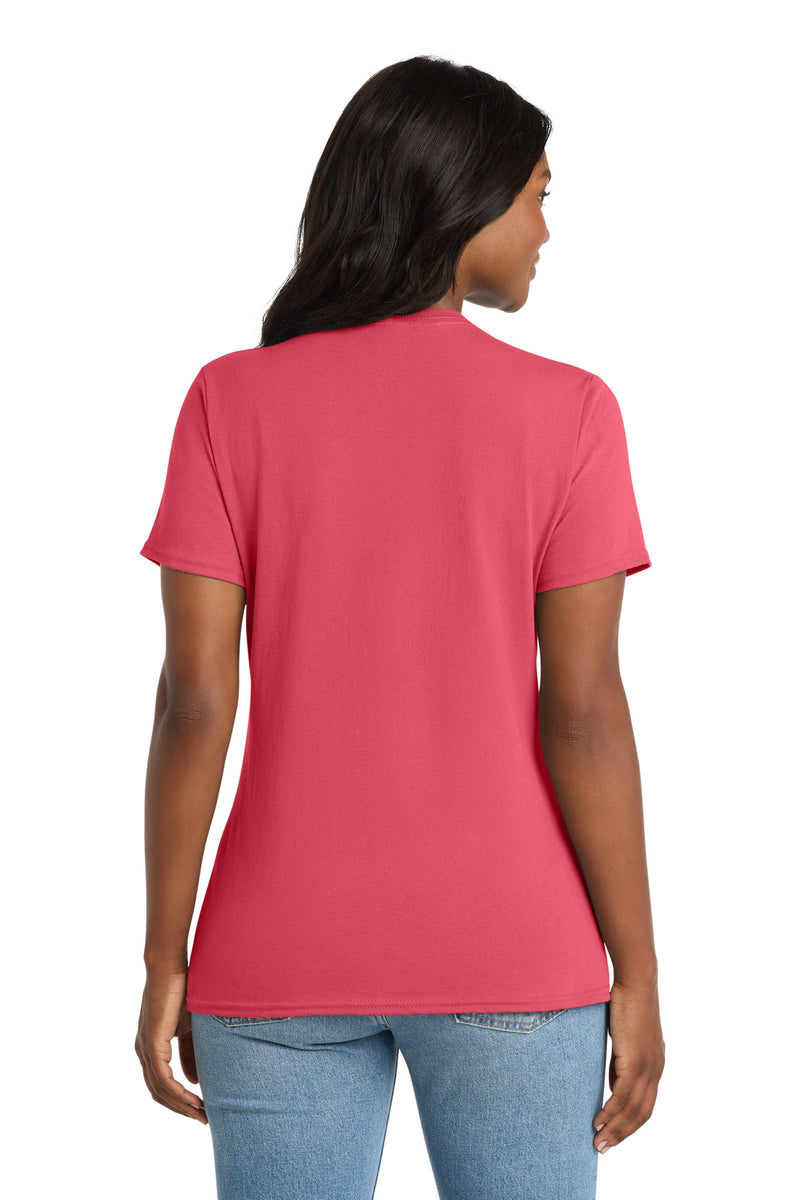 Port & Co Women's Core Cotton V-Neck Tee - Coral