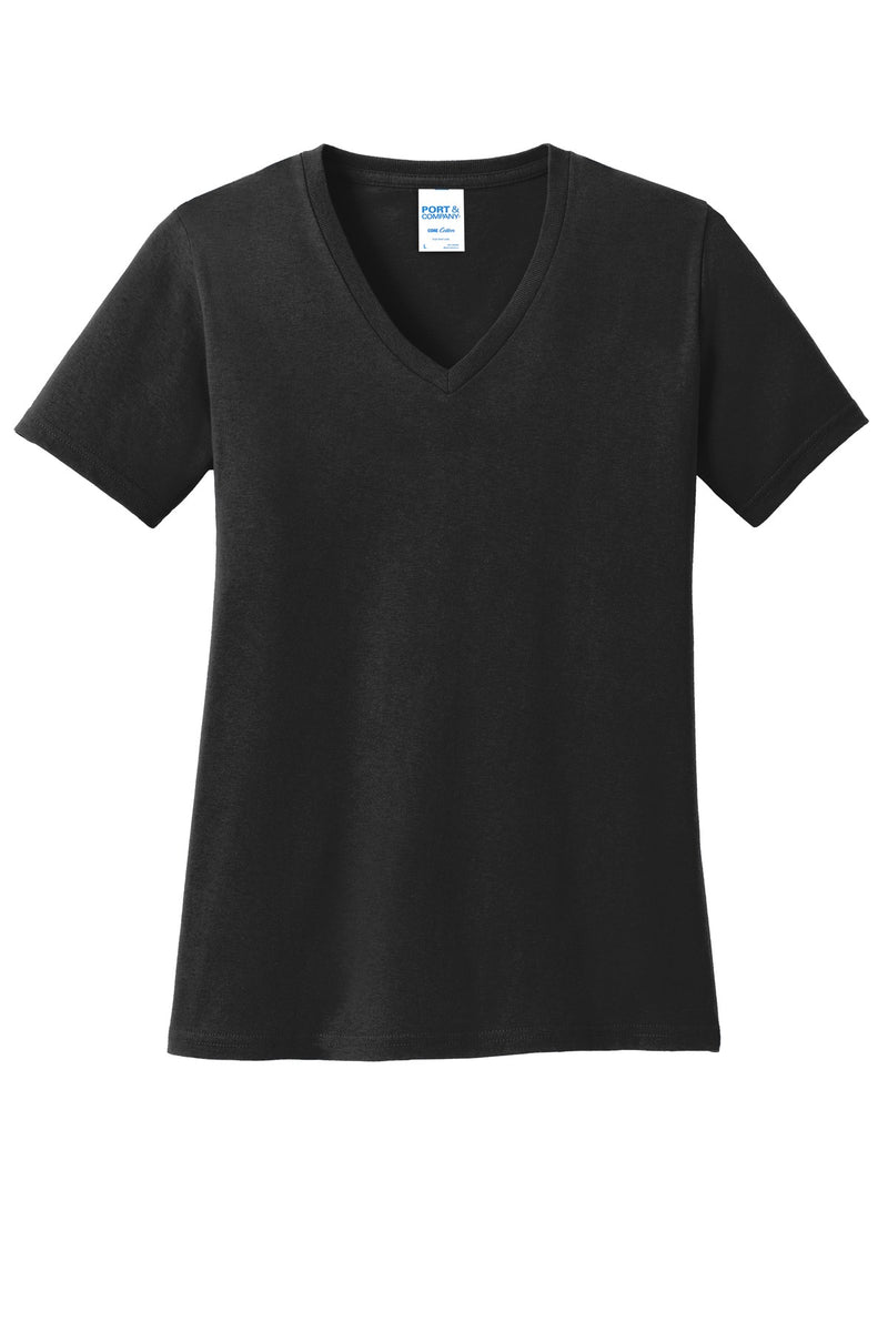 Port & Co Women's Core Cotton V-Neck Tee - Jet Black