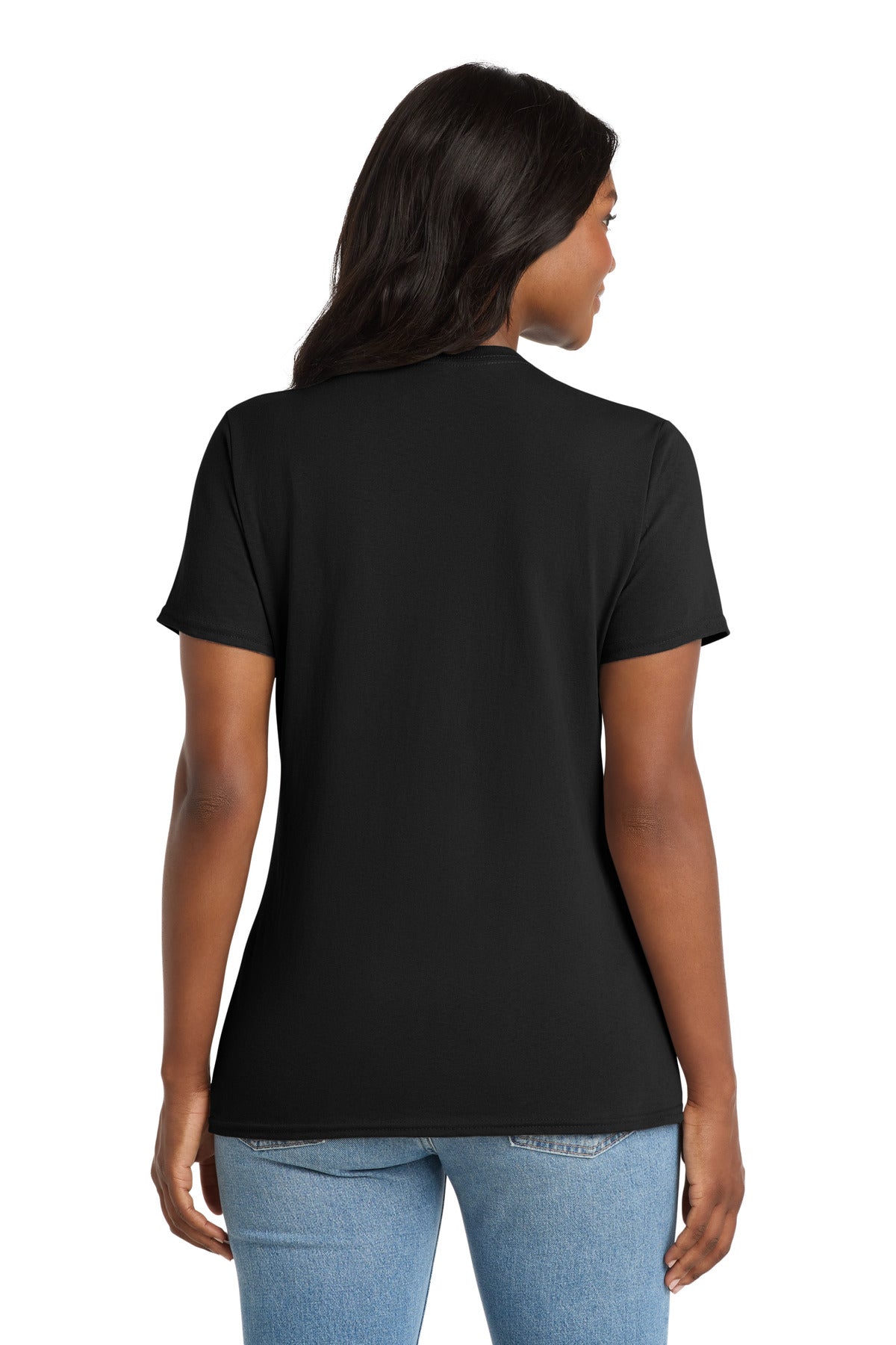 Port & Co Women's Core Cotton V-Neck Tee - Jet Black