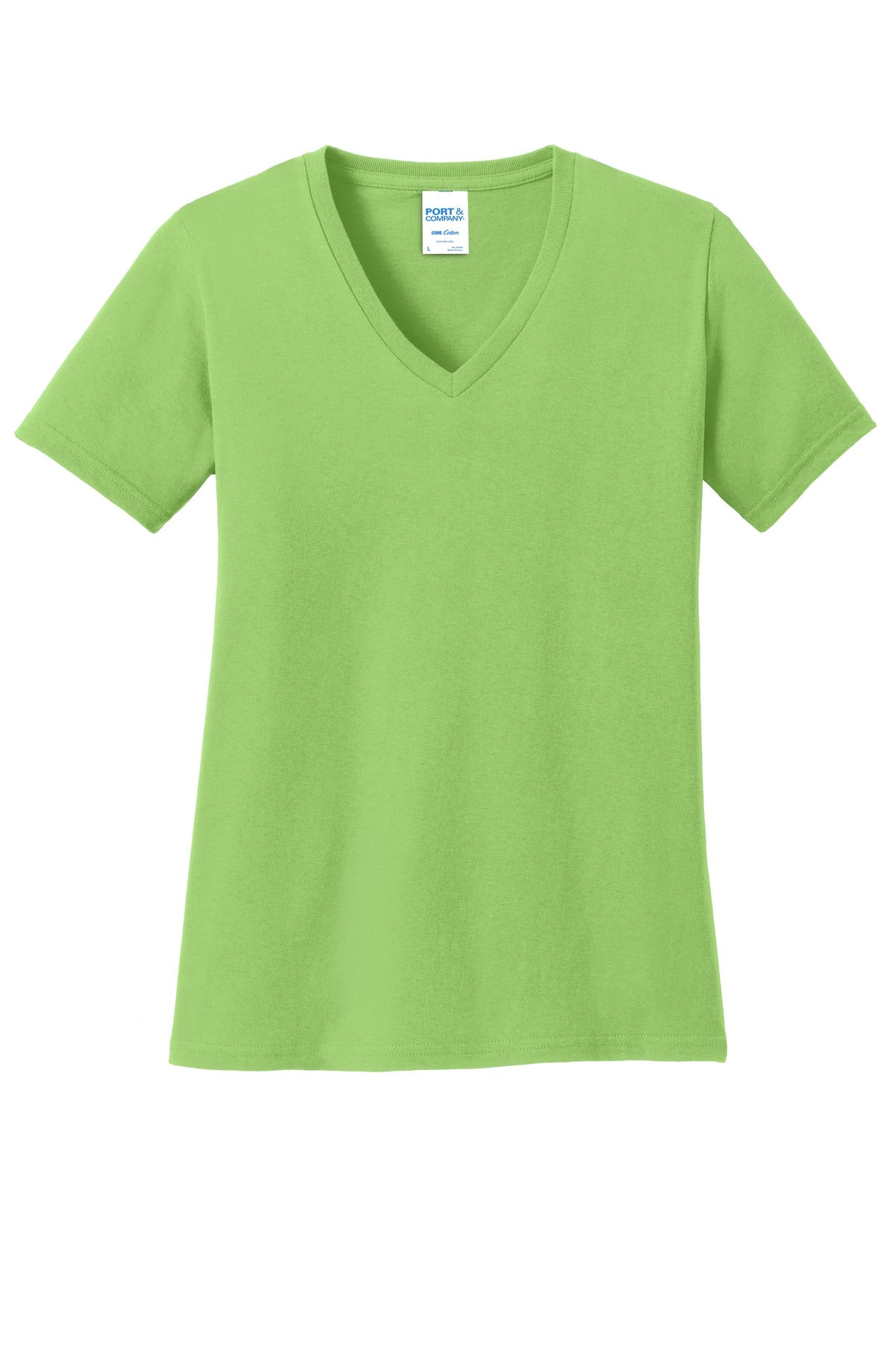 Port & Co Women's Core Cotton V-Neck Tee - Lime