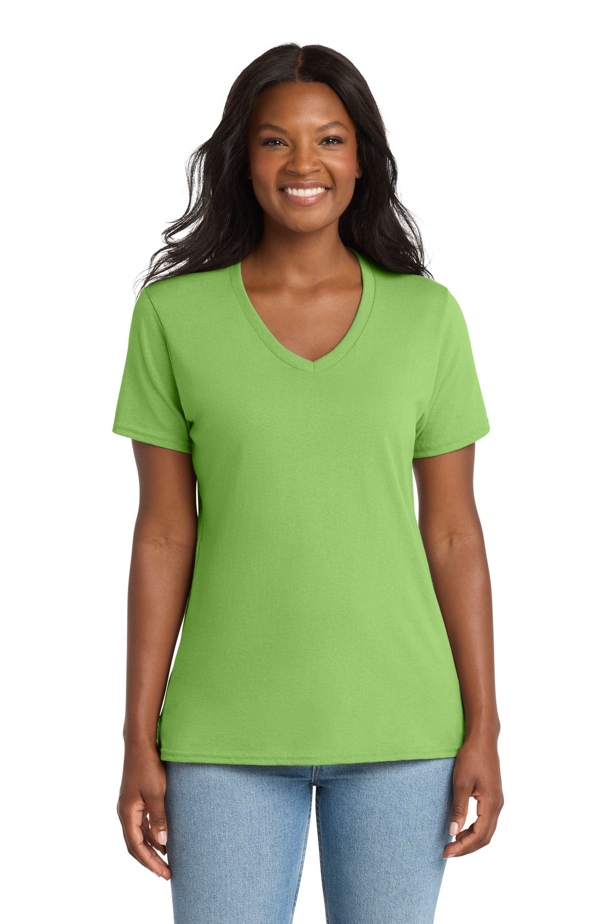 Port & Co Women's Core Cotton V-Neck Tee - Lime