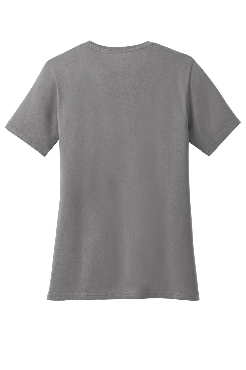 Port & Co Women's Core Cotton V-Neck Tee - Medium Grey