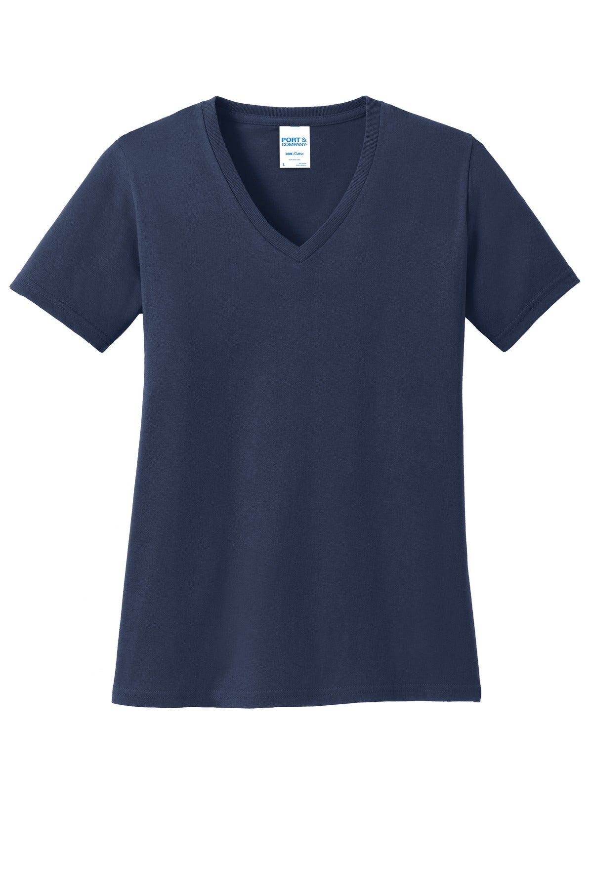 Port & Co Women's Core Cotton V-Neck Tee - Navy