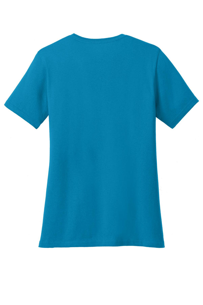 Port & Co Women's Core Cotton V-Neck Tee - Neon Blue
