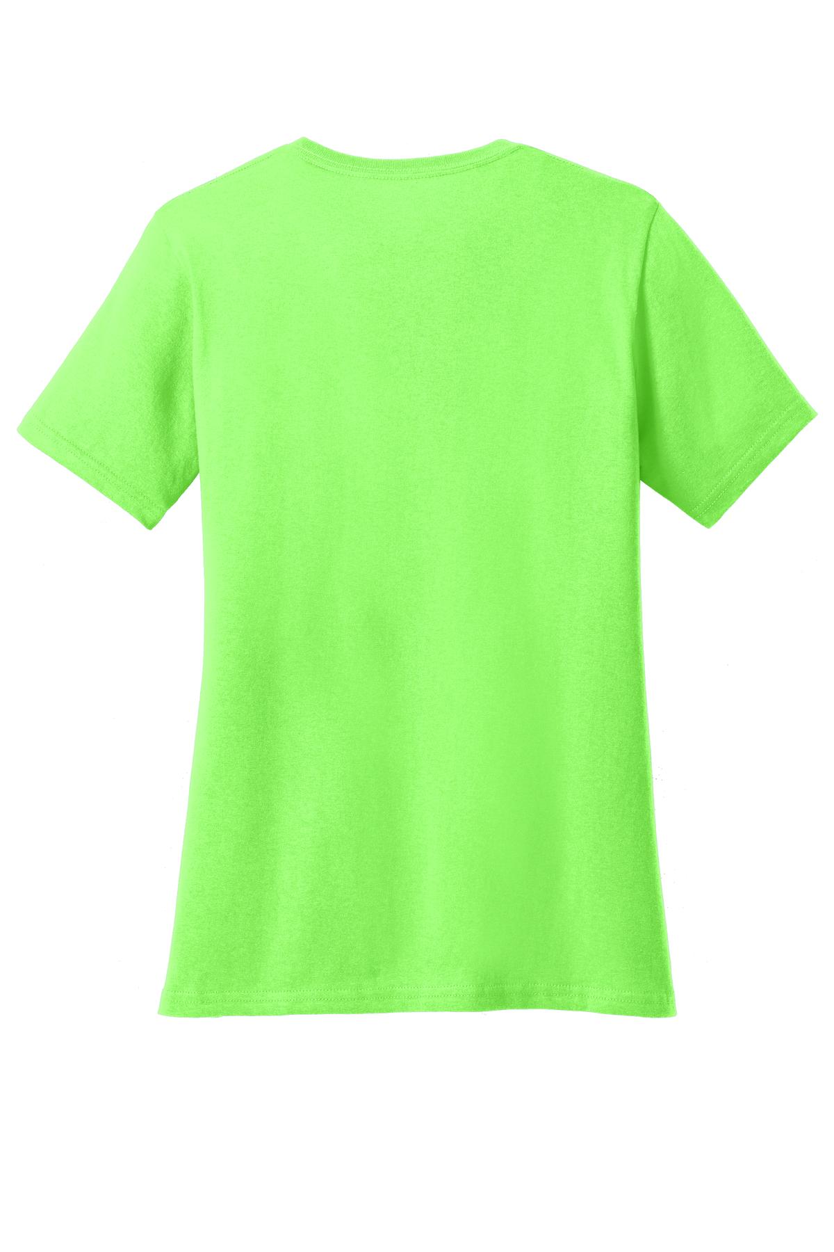 Port & Co Women's Core Cotton V-Neck Tee - Neon Green