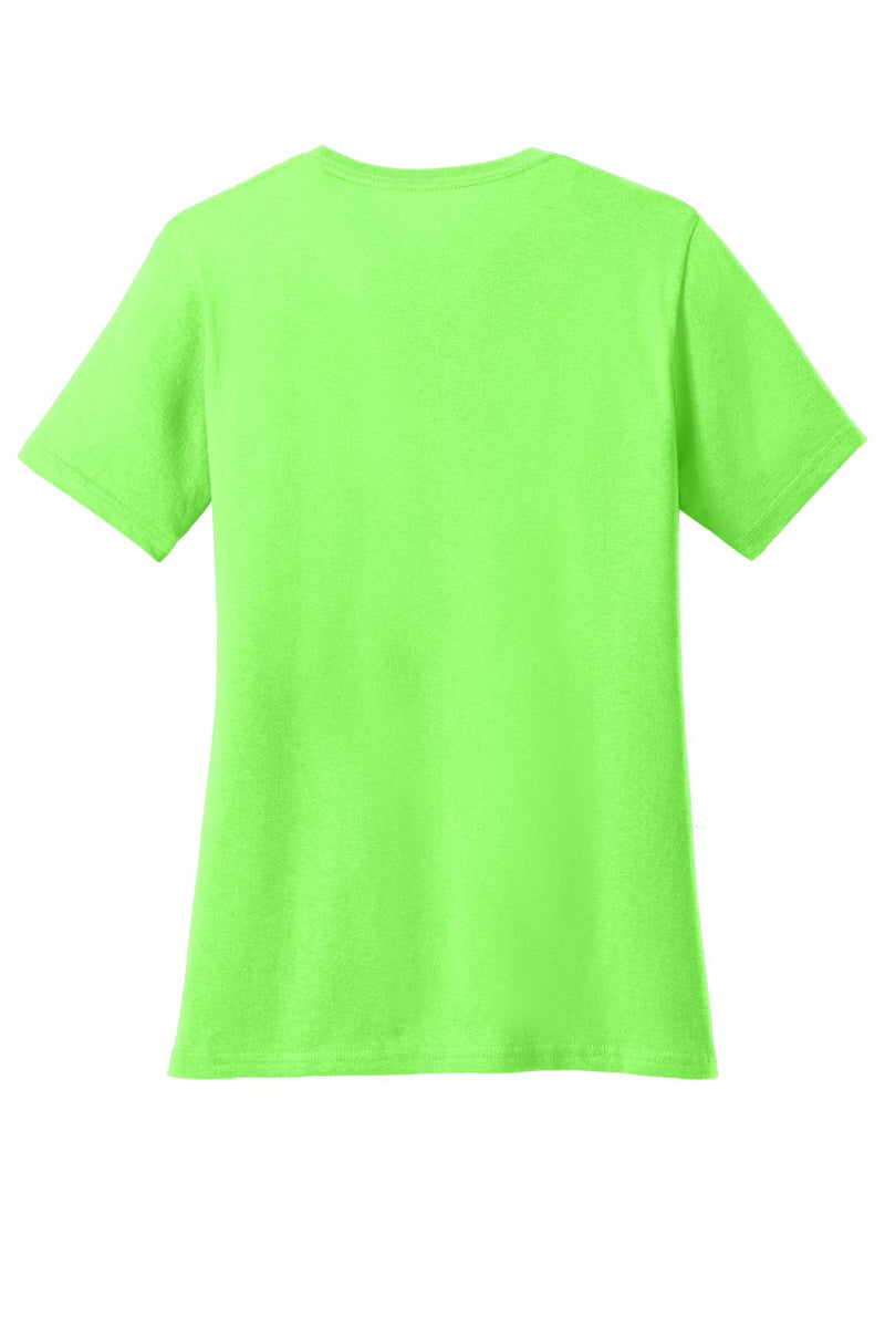 Port & Co Women's Core Cotton V-Neck Tee - Neon Green