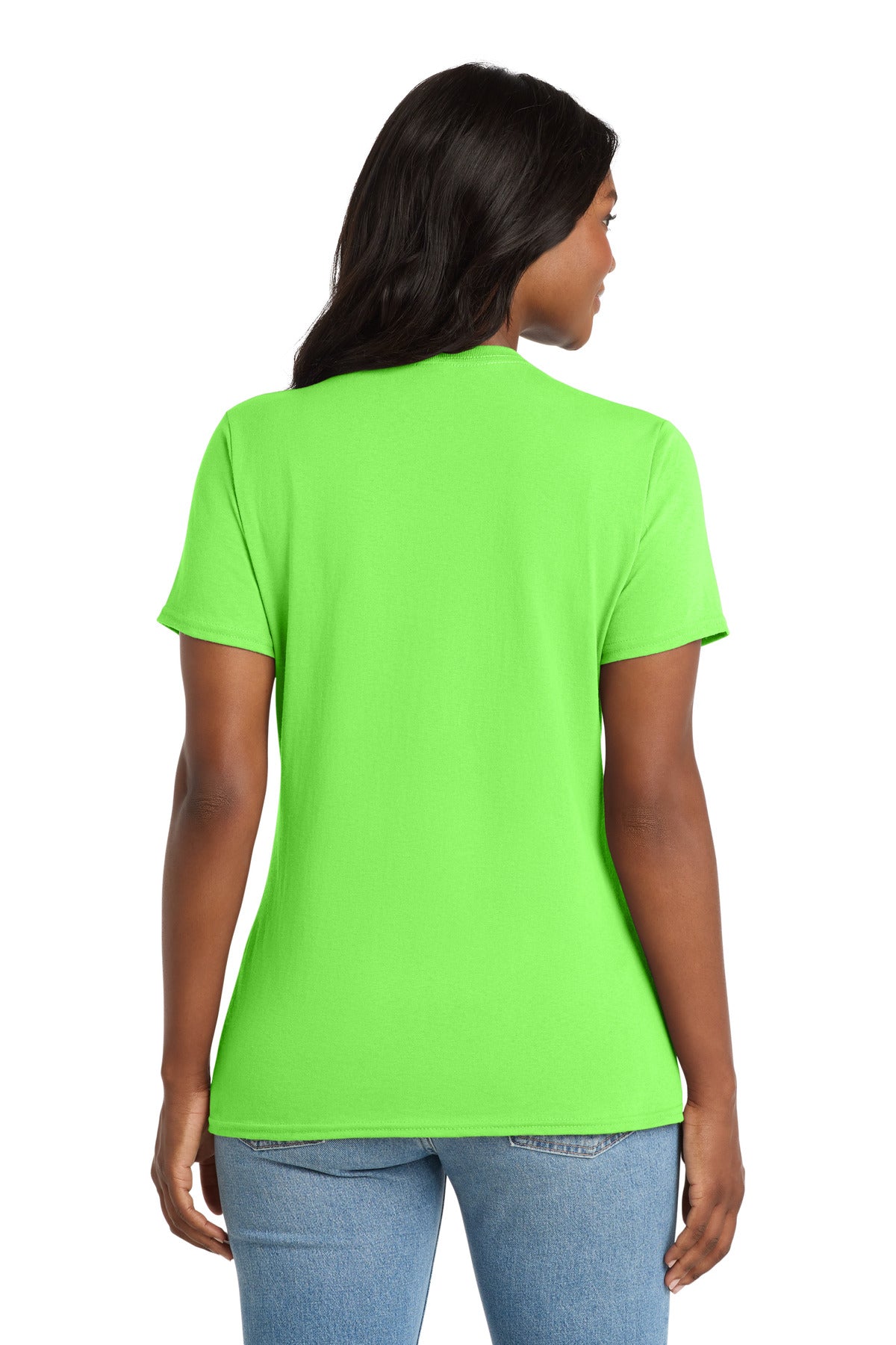 Port & Co Women's Core Cotton V-Neck Tee - Neon Green