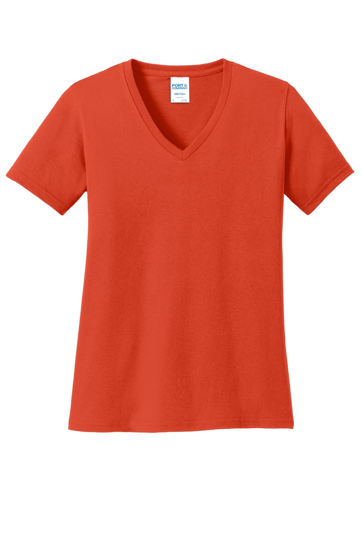 Port & Co Women's Core Cotton V-Neck Tee - Orange