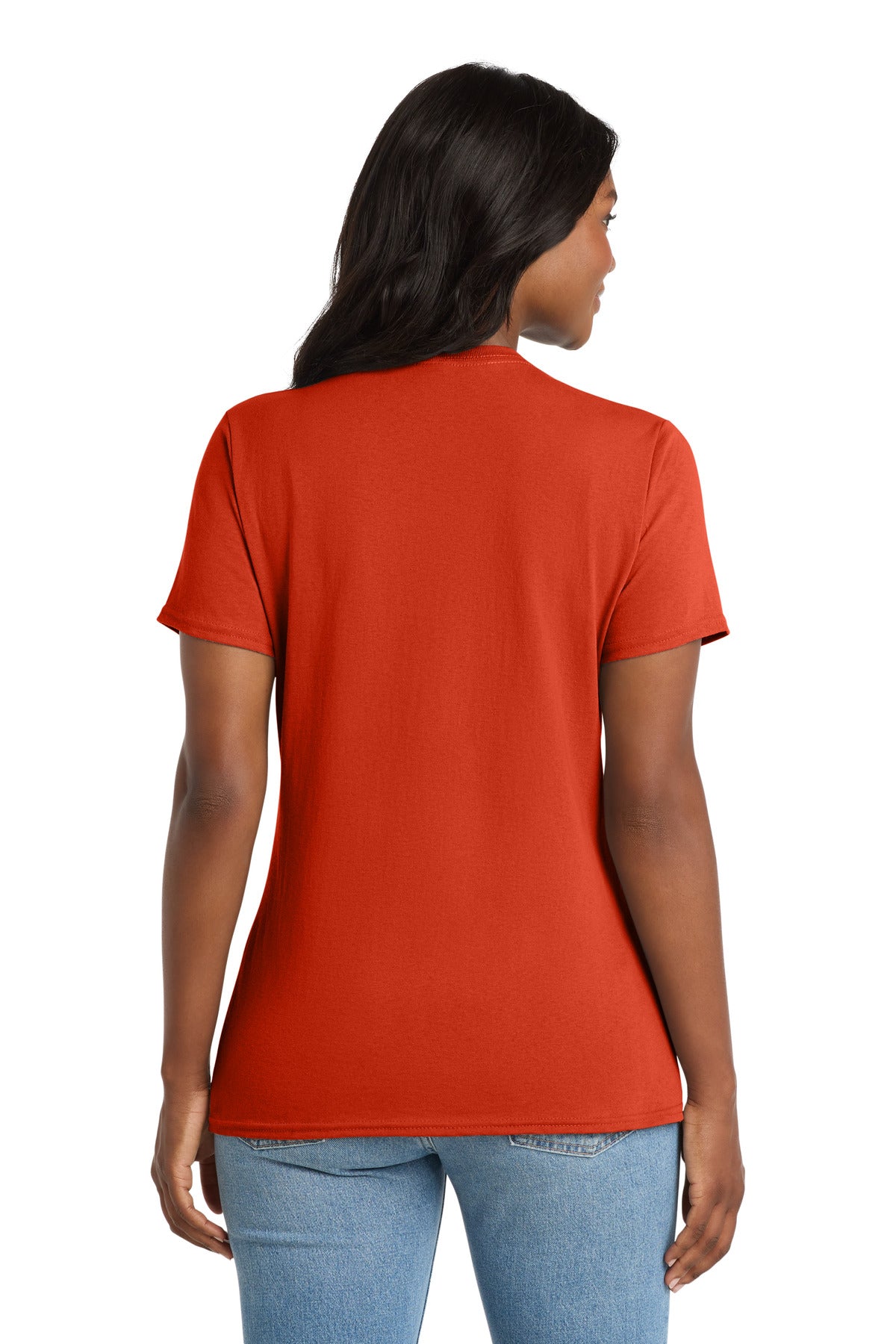 Port & Co Women's Core Cotton V-Neck Tee - Orange