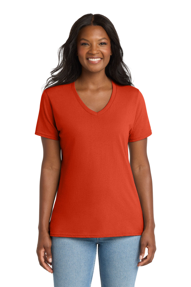 Port & Co Women's Core Cotton V-Neck Tee - Orange