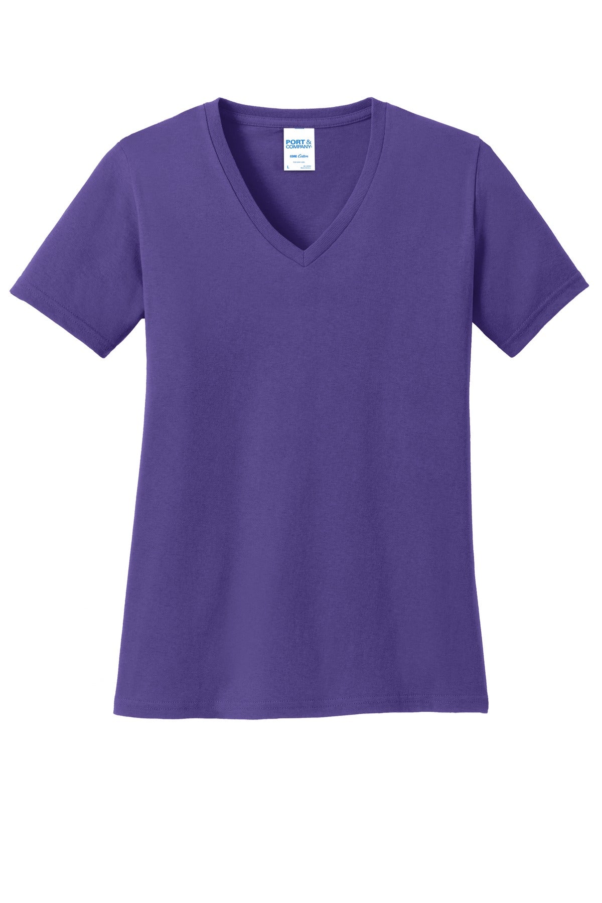 Port & Co Women's Core Cotton V-Neck Tee - Purple