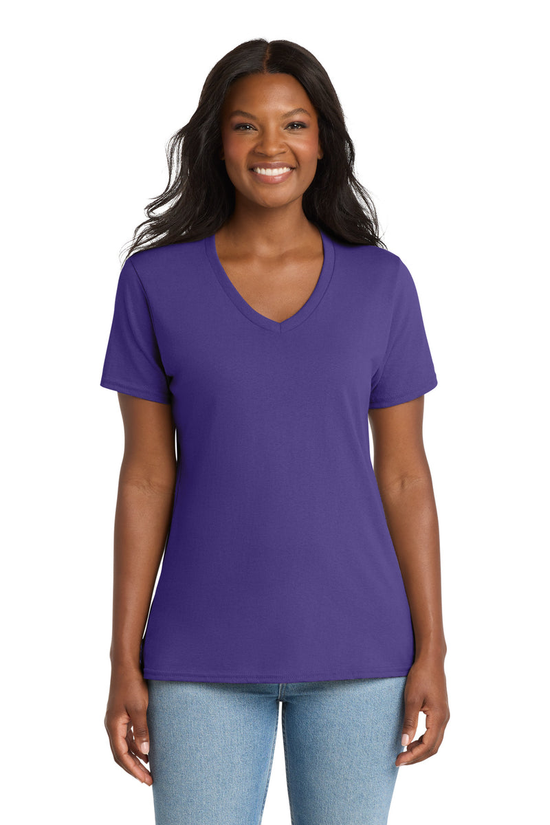 Port & Co Women's Core Cotton V-Neck Tee - Purple