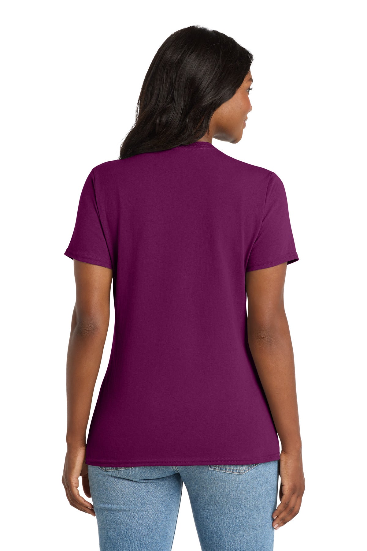 Port & Co Women's Core Cotton V-Neck Tee - Raspberry