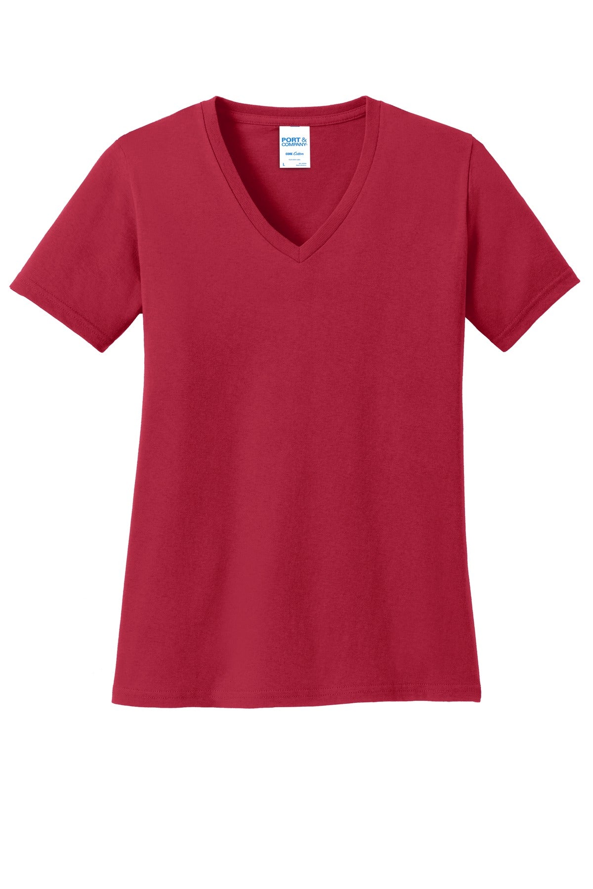Port & Co Women's Core Cotton V-Neck Tee - Red