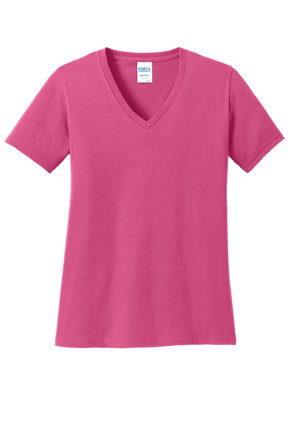 Port & Co Women's Core Cotton V-Neck Tee - Sangria