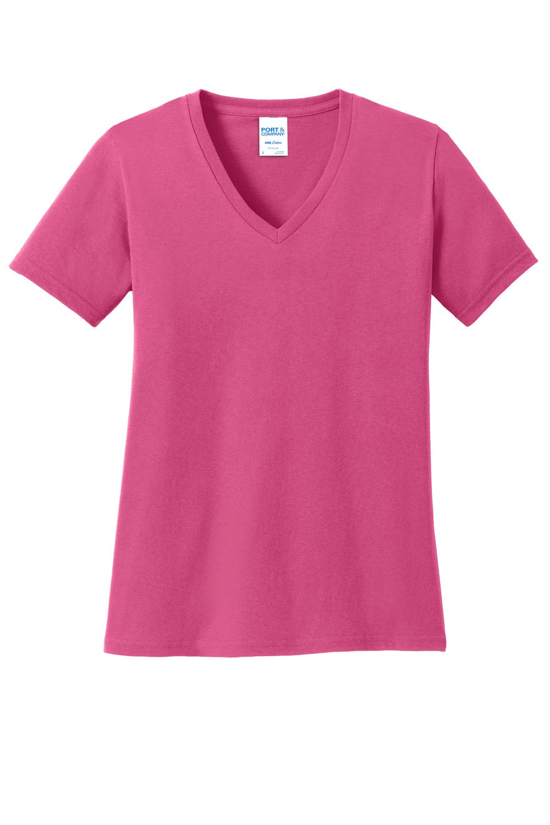 Port & Co Women's Core Cotton V-Neck Tee - Sangria