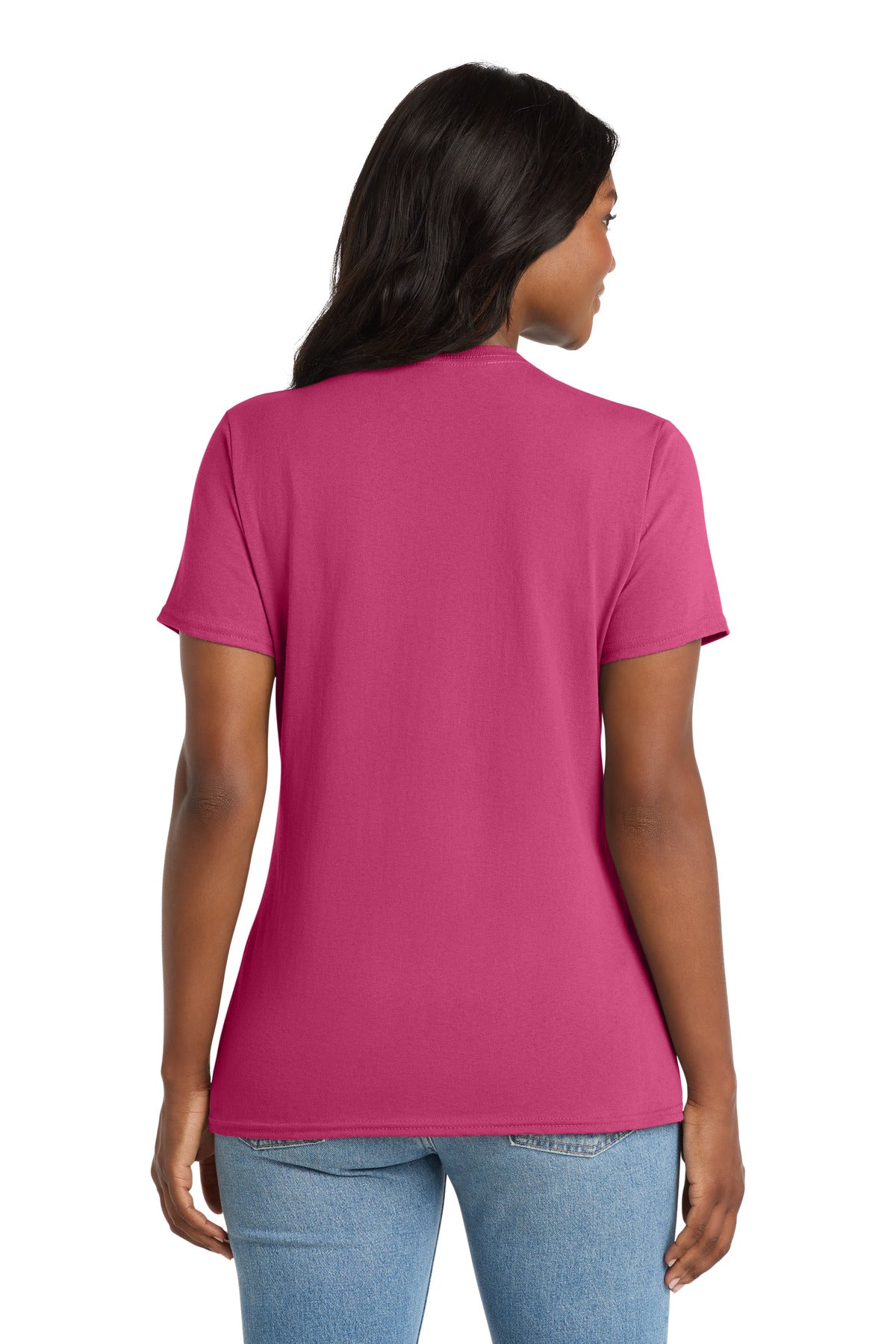 Port & Co Women's Core Cotton V-Neck Tee - Sangria