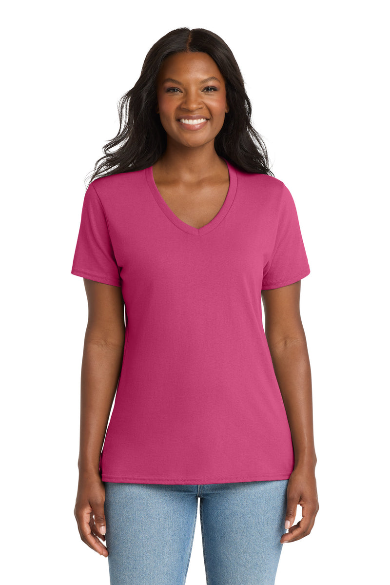 Port & Co Women's Core Cotton V-Neck Tee - Sangria