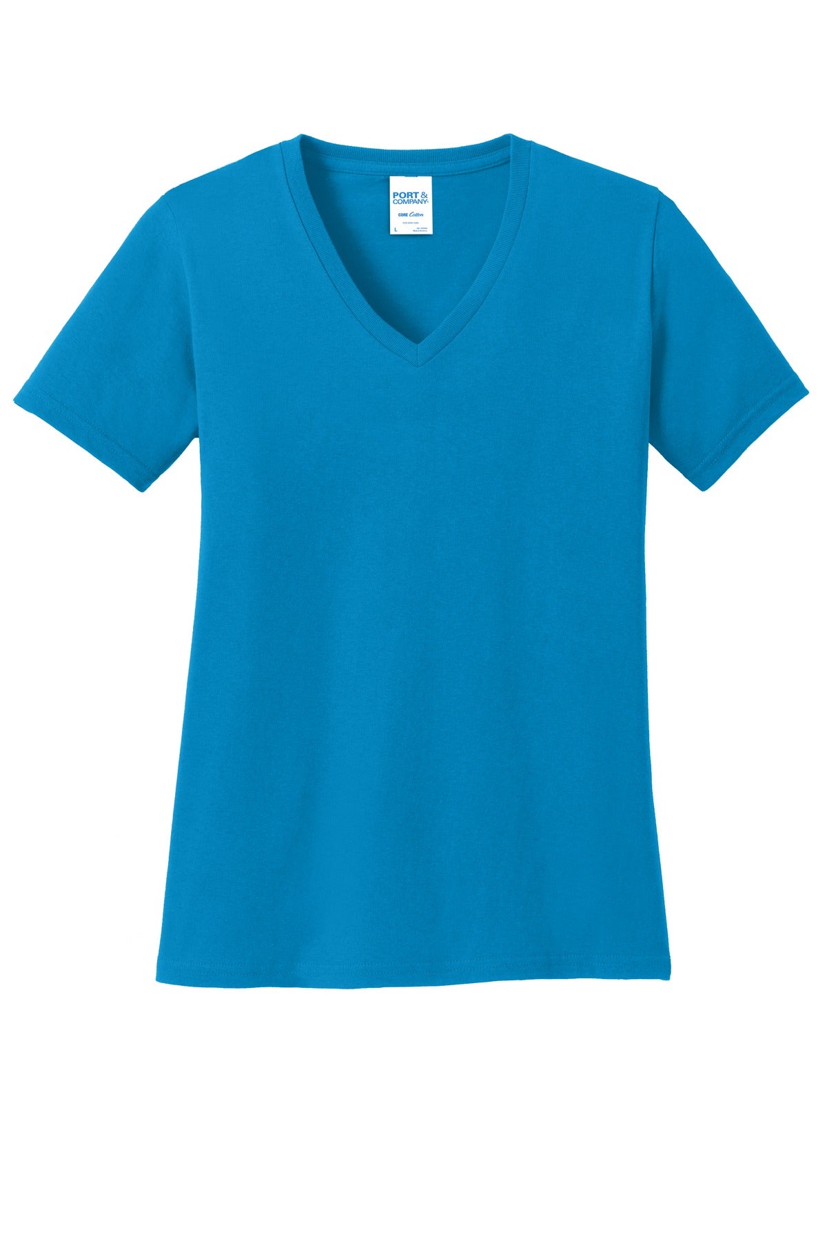 Port & Co Women's Core Cotton V-Neck Tee - Sapphire