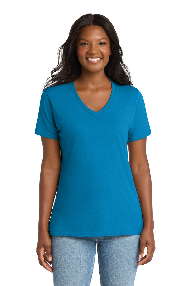 Port & Co Women's Core Cotton V-Neck Tee - Sapphire