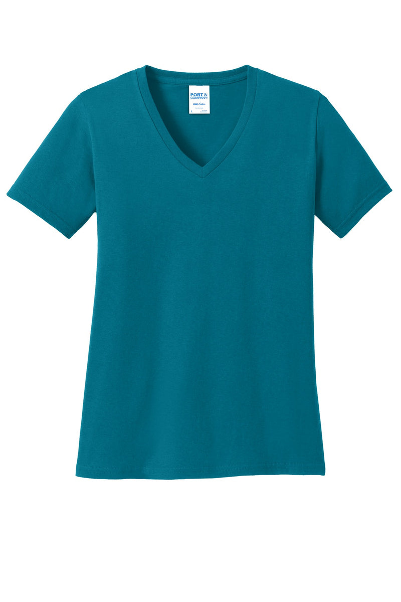 Port & Co Women's Core Cotton V-Neck Tee - Teal