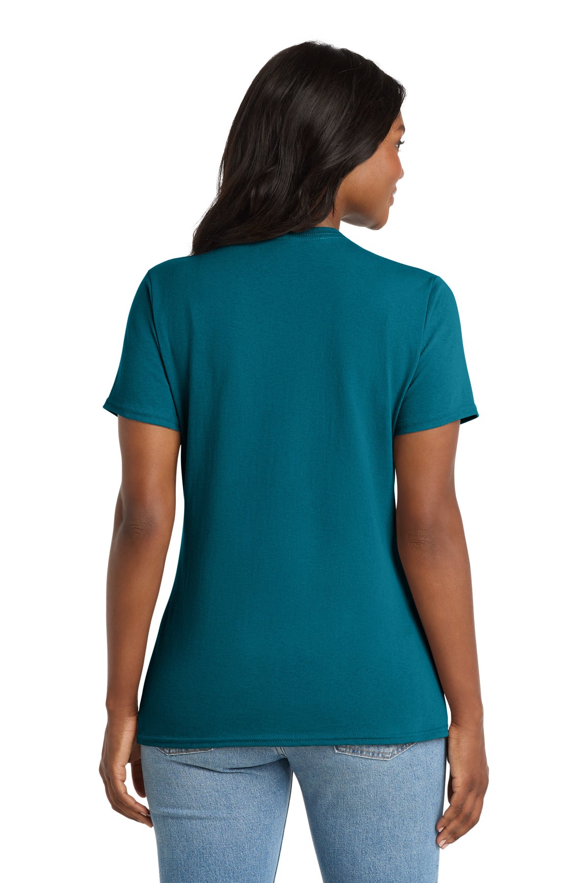 Port & Co Women's Core Cotton V-Neck Tee - Teal