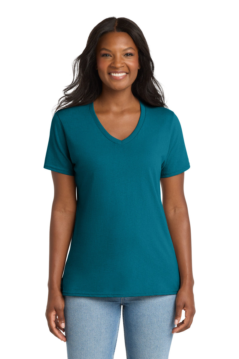 Port & Co Women's Core Cotton V-Neck Tee - Teal