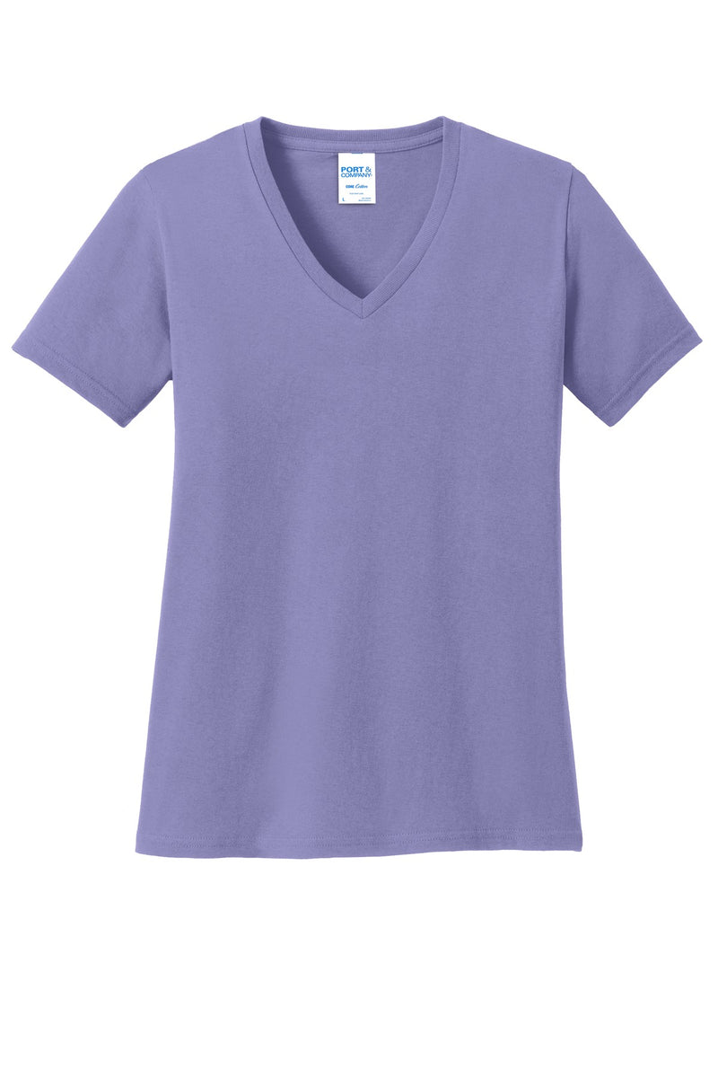 Port & Co Women's Core Cotton V-Neck Tee - Violet