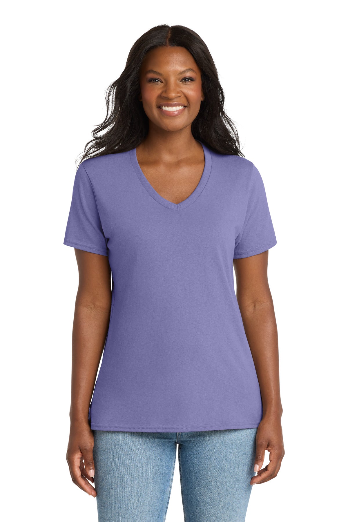 Port & Co Women's Core Cotton V-Neck Tee - Violet