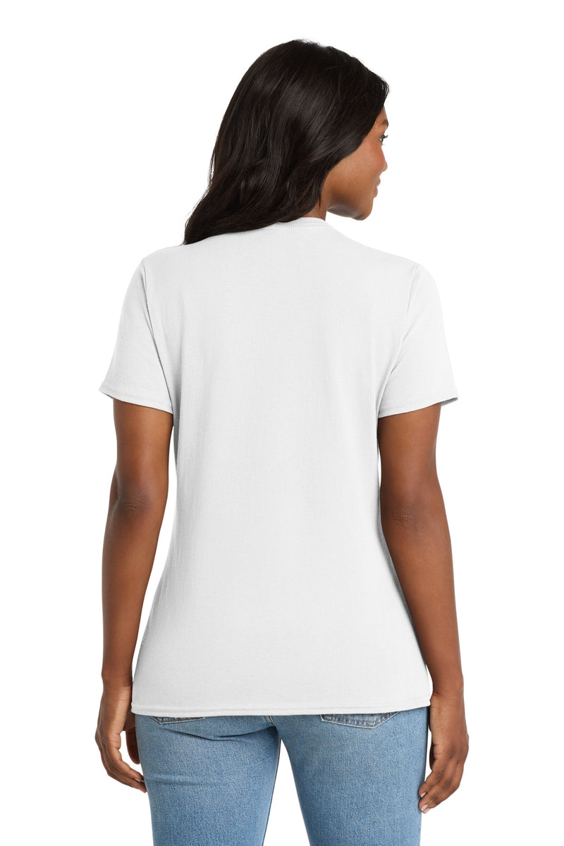 Port & Co Women's Core Cotton V-Neck Tee - White