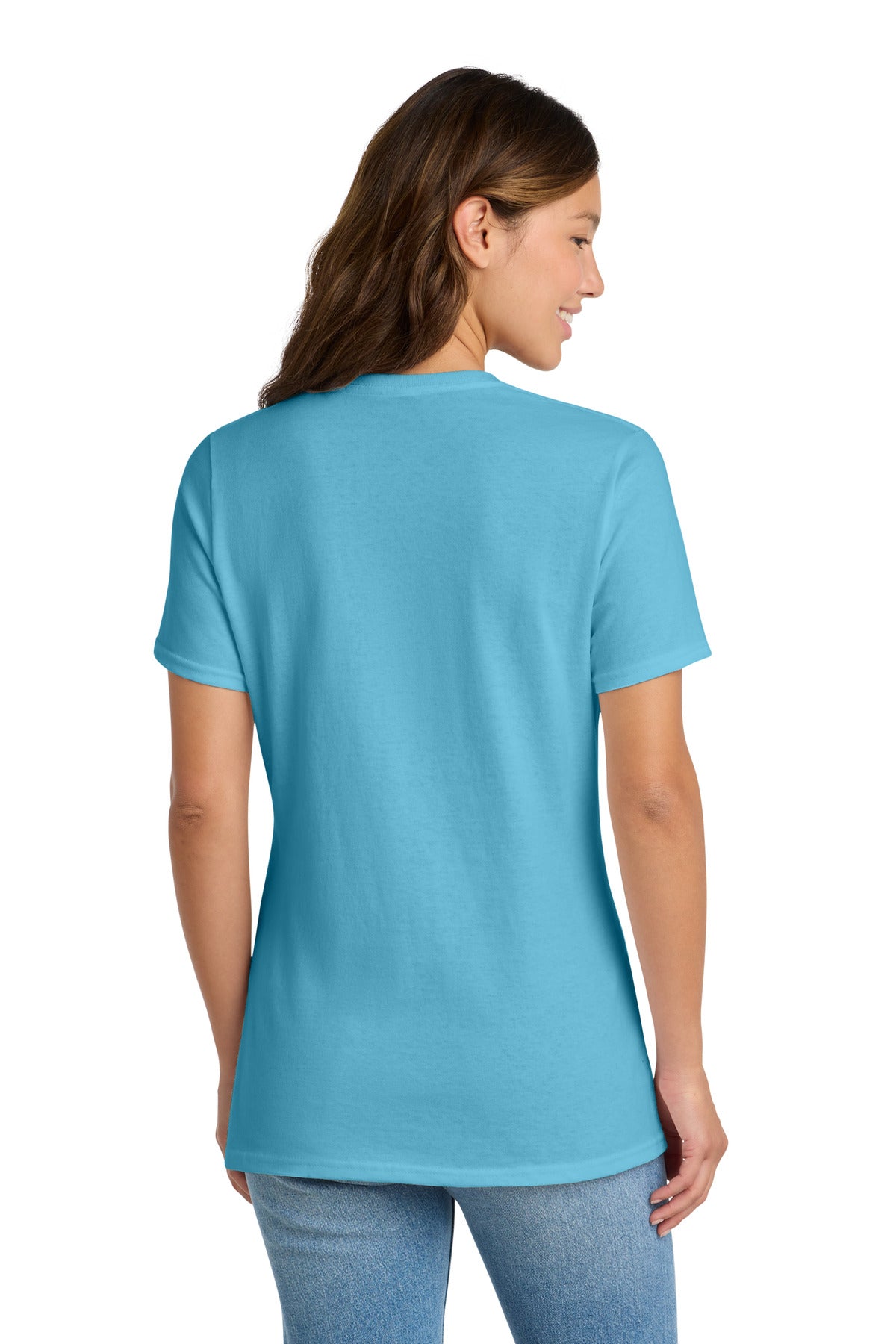 Port & Co Women's Core Cotton Tee - Aquatic Blue