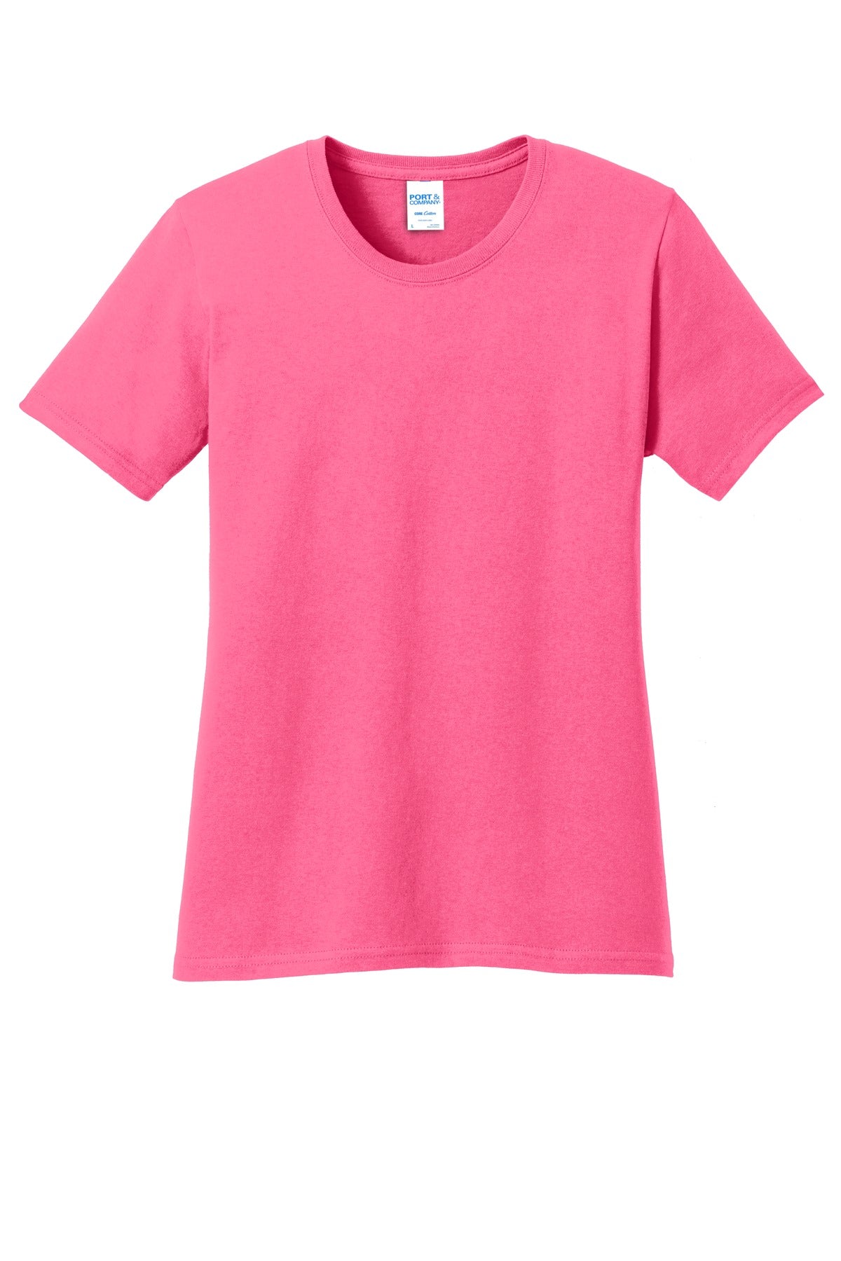Port & Co Women's Core Cotton Tee - Neon Pink