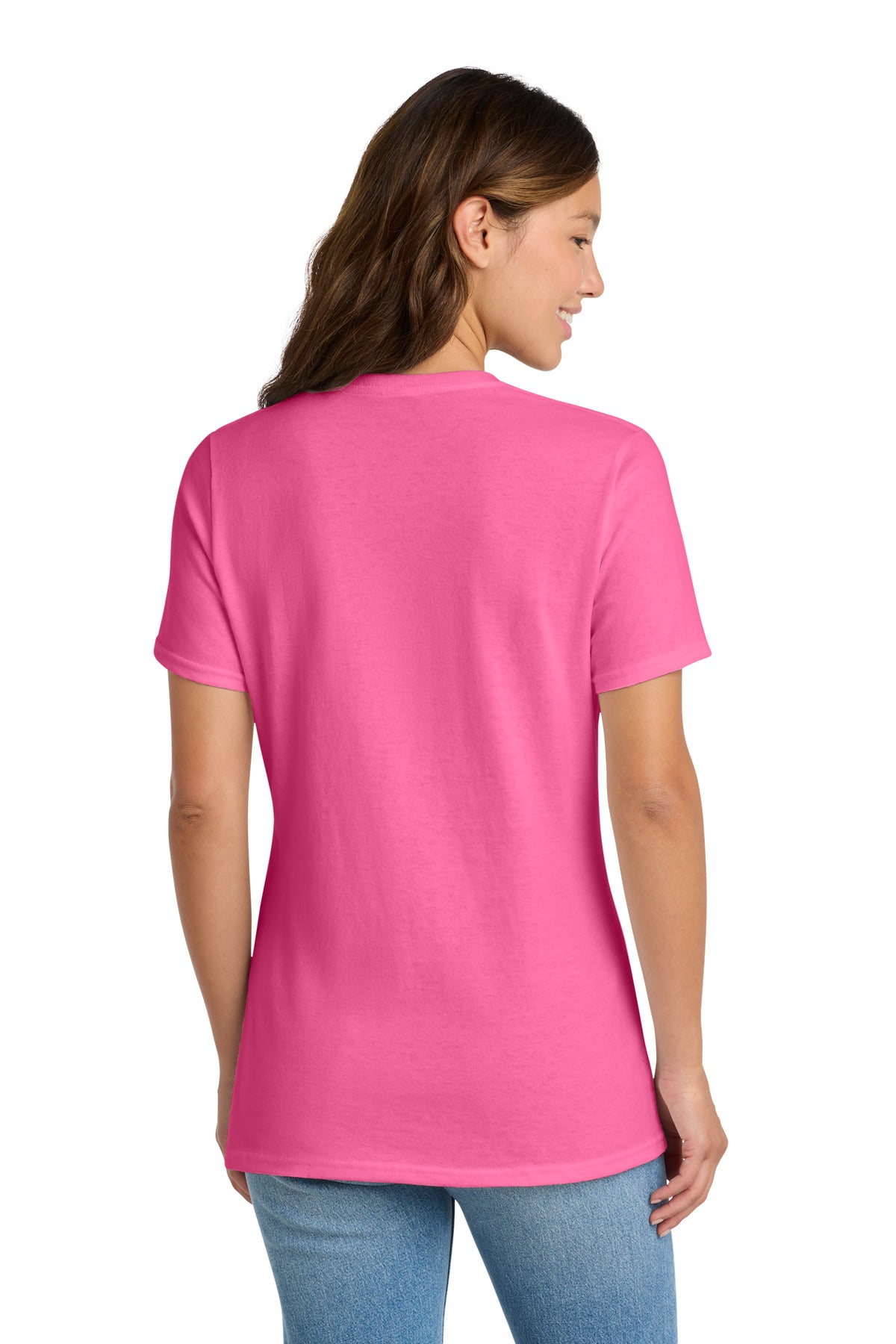 Port & Co Women's Core Cotton Tee - Neon Pink