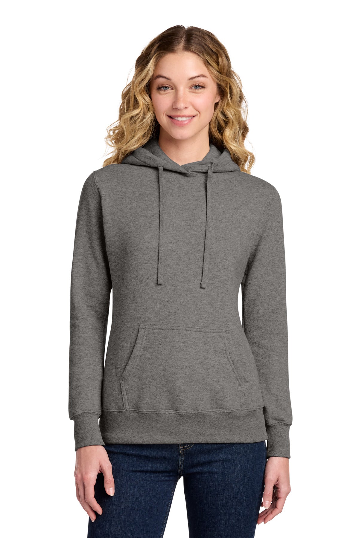 Port & Co Women's Core Fleece Pullover Hooded Sweatshirt - Graphite Heather