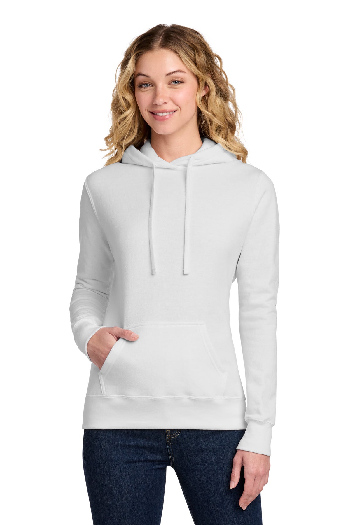 Port & Co Women's Core Fleece Pullover Hooded Sweatshirt - White