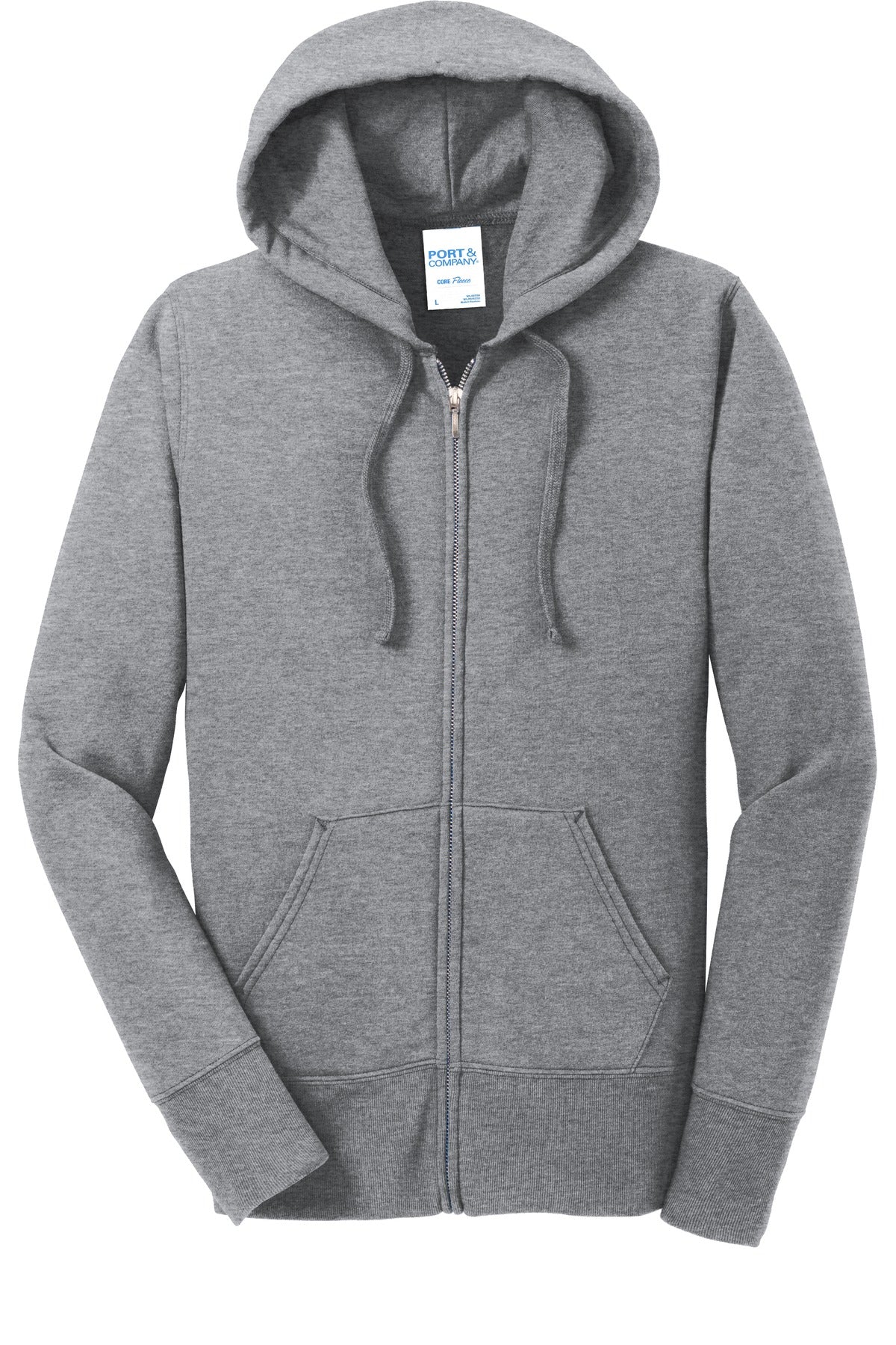 Port & Co Women's Core Fleece Full-Zip Hooded Sweatshirt - Athletic Heather