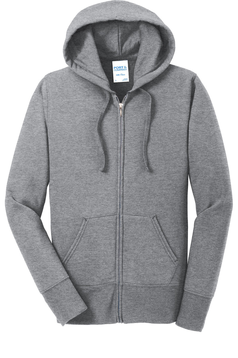 Port & Co Women's Core Fleece Full-Zip Hooded Sweatshirt - Athletic Heather