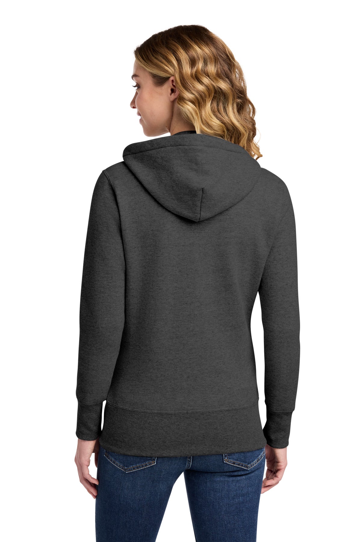 Port & Co Women's Core Fleece Full-Zip Hooded Sweatshirt - Dark Heather Grey