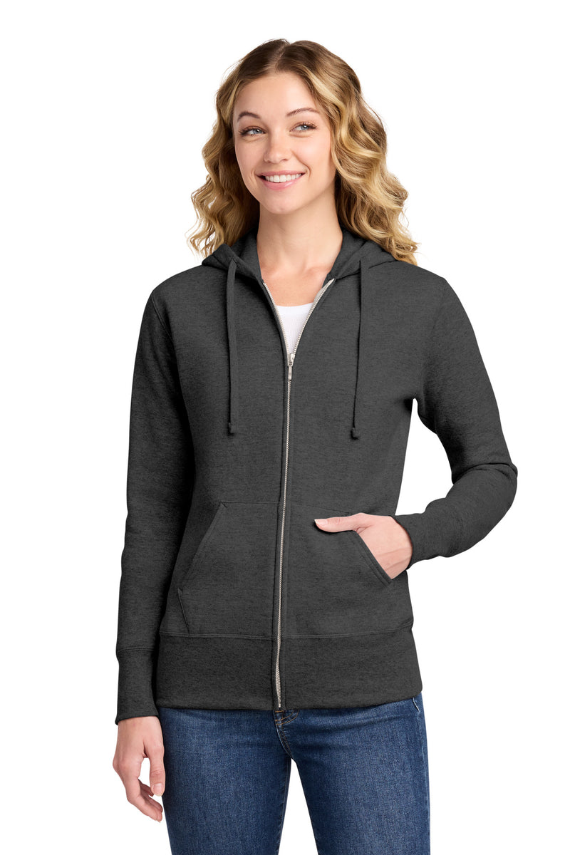 Port & Co Women's Core Fleece Full-Zip Hooded Sweatshirt - Dark Heather Grey