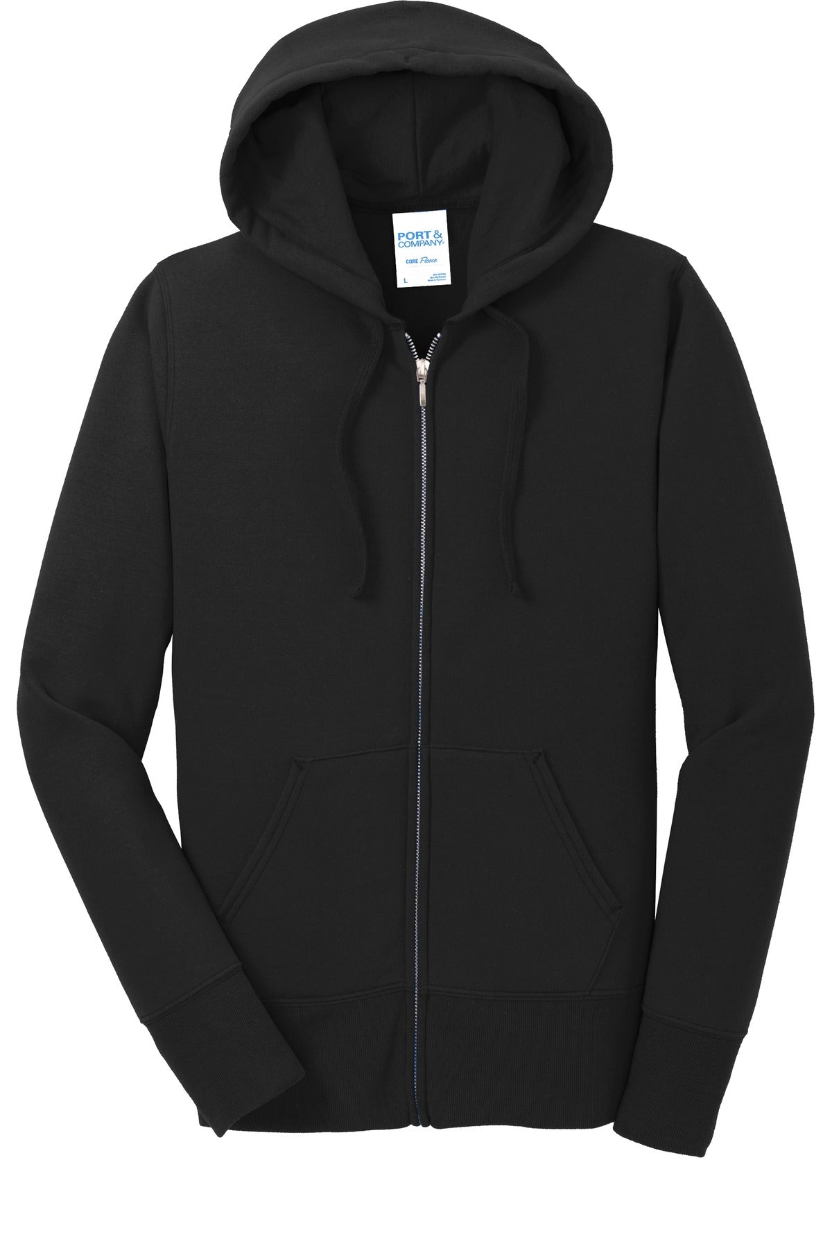 Port & Co Women's Core Fleece Full-Zip Hooded Sweatshirt - Jet Black