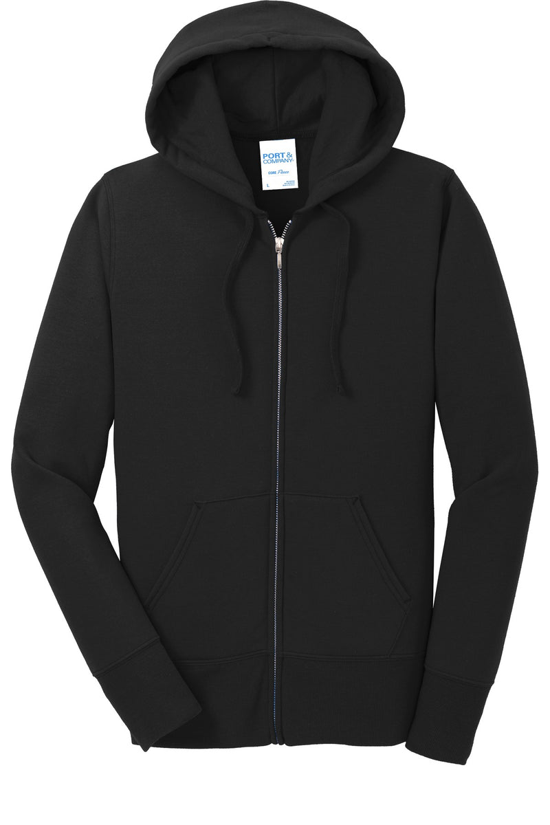 Port & Co Women's Core Fleece Full-Zip Hooded Sweatshirt - Jet Black