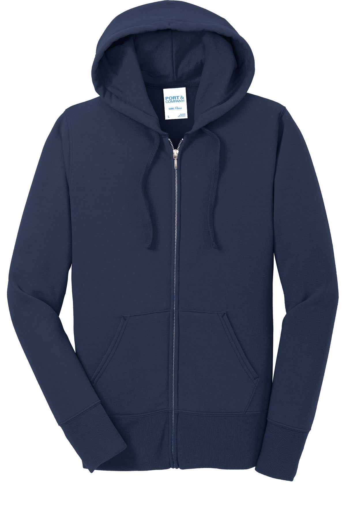 Port & Co Women's Core Fleece Full-Zip Hooded Sweatshirt - Navy