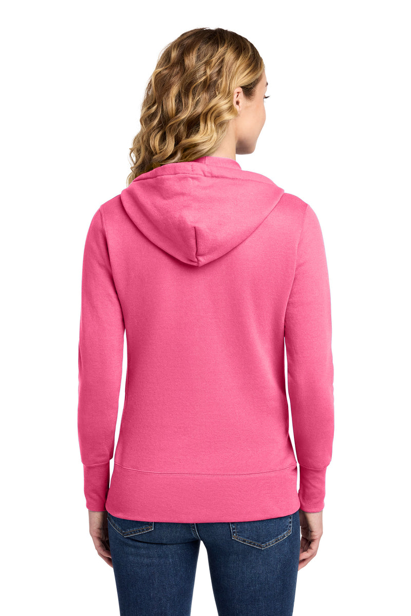 Port & Co Women's Core Fleece Full-Zip Hooded Sweatshirt - Neon Pink