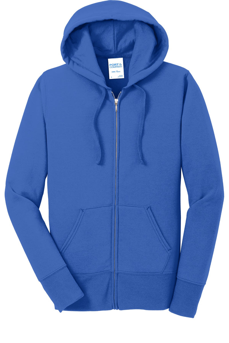 Port & Co Women's Core Fleece Full-Zip Hooded Sweatshirt - Royal