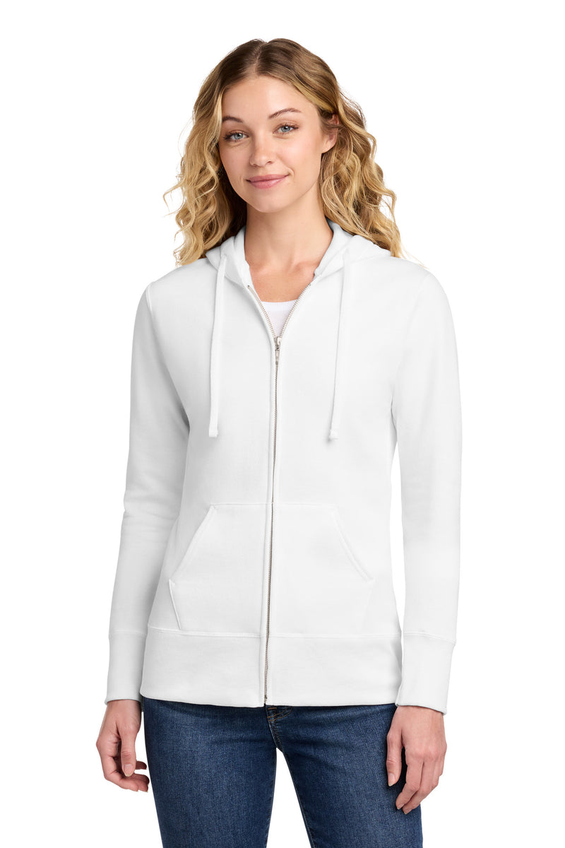 Port & Co Women's Core Fleece Full-Zip Hooded Sweatshirt - White