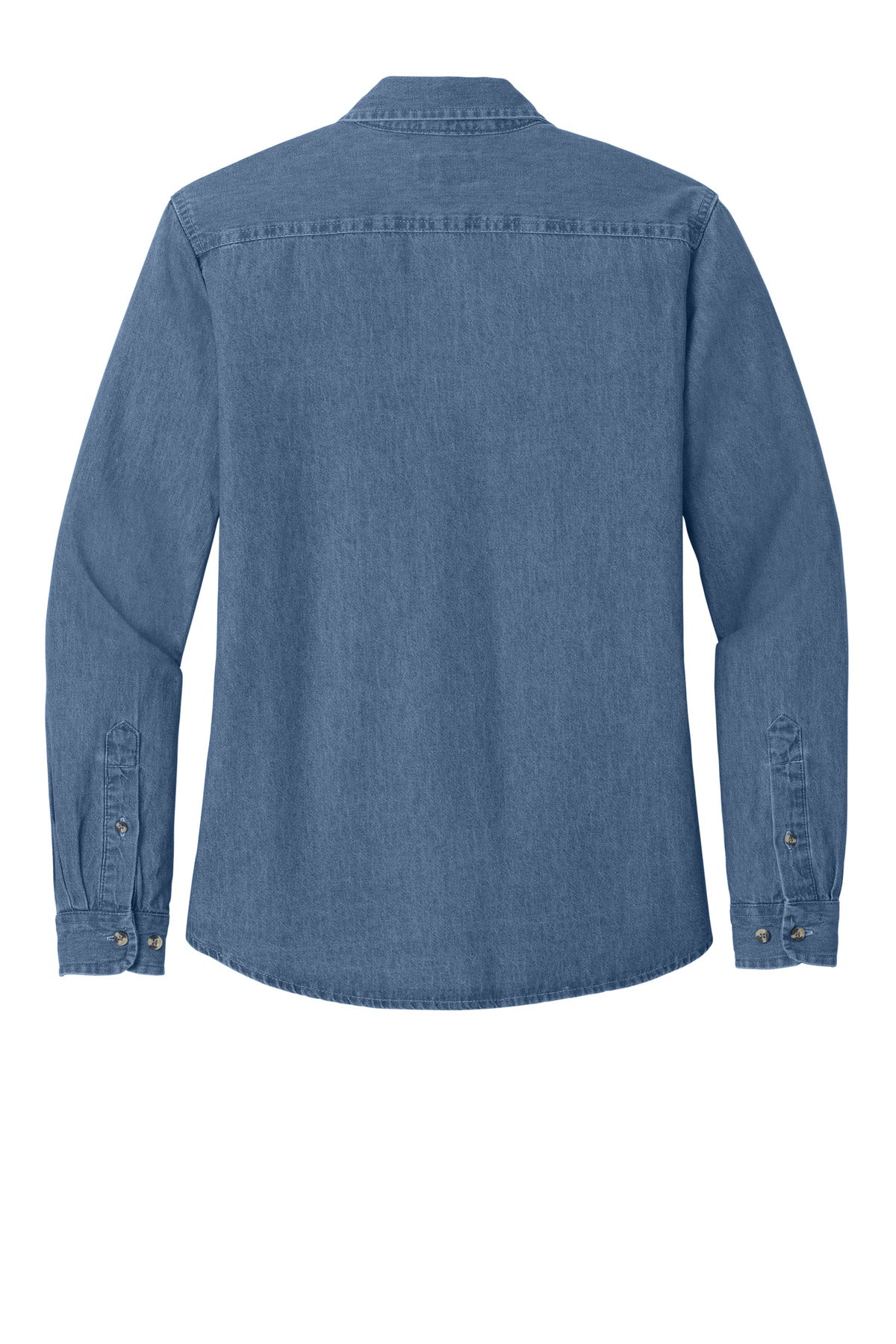 Port & Co Women's Long Sleeve Value Denim Shirt - Faded Blue