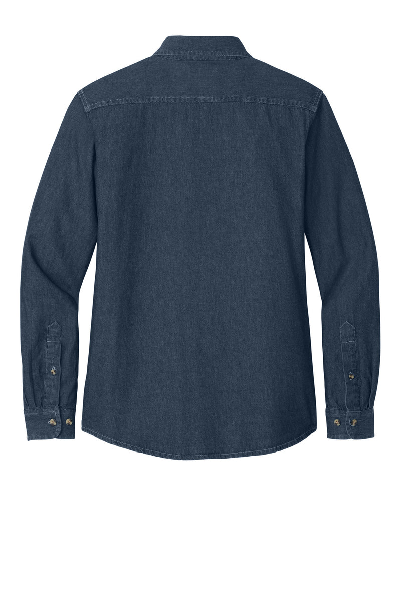 Port & Co Women's Long Sleeve Value Denim Shirt - Ink Blue