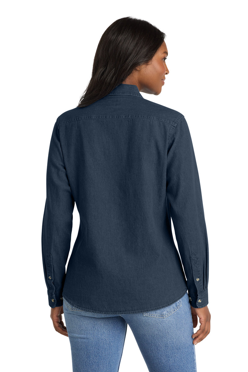 Port & Co Women's Long Sleeve Value Denim Shirt - Ink Blue